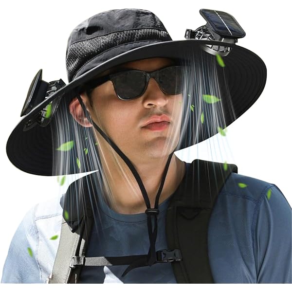 Sonnenblende Hut Mit Solarbetriebenem Ventilator – UV-Schutz, Verstellbar, Für Outdoor-Sport & Freizeit (Schwarz)
