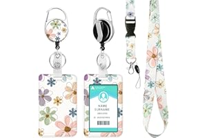 DUOUPA Porte Badge avec Cordon,Tour de Cou Badge avec Porte-Cartes,Porte Badge Enrouleur, Strap Neck avec Swivel Lobster Clasp pour Porte Badges d'Identification