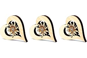 sagl.tirol holzmanufaktur Set di 3 cuori di cembro stella alpina, 6,5 x 7,5 cm