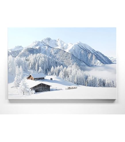 Nordlichter Leinwandbild - Aurora Borealis über Winterlicher Landschaft Finnisch Lappland