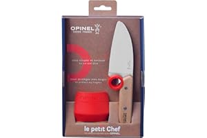 T&R Opinel Le Petit Chef, Bambini, Set di coltelli da Cucina, 2 Pezzi, Coltello da Cucina, Protezione Dita, Inossidabile