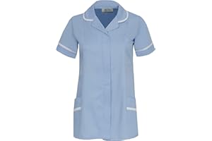 Instex Womens Nurses Healthcare Tunic, Dental Vet Salon, Sky Blue with White Trim, INS31SK