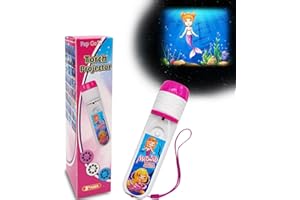 Pup Go Sirena Cuento de Hadas Linterna Proyector Antorcha Diapositivas con 3 Discos y 24 Imágenes, Pared Techo Tienda Ciencia Educativo Juego, Mini Proyector Juguetes para Niños y Niñas 3+ años