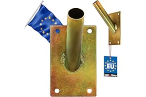 KOTARBAU® Base supporto per bandiera singolo base per aste portabandiera staffa per montaggio a parete zincata a caldo dorato