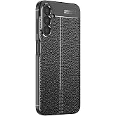 Coverzone Samsung Galaxy A34 ile Uyumlu Silikon Kılıf TPU Niss Deri G&ouml;r&uuml;n&uuml;ml&uuml; Ultra Slim Fit Siyah