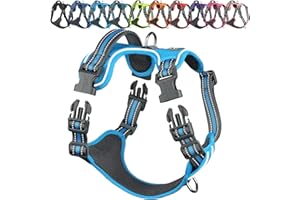 VIVAGLORY Easewalk Hundegeschirr, Anti Zug Hundegeschirr für Training & Spazieren, Anti Zieh Geschirr Welpengeschirr Mit Griff, Ausbruchsicher & Non-Stop Anti-Zug für Welpe Hunde, L, Blau