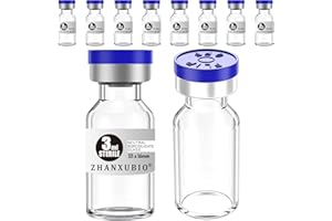 ZHANXUBIO Sterile Empty Vials with Self Healing Injection Port and Aluminum Plastic Cap,Sterile Package (3ml Clear 10PCS)