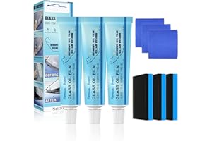 GROVL 3 Pcs Car Glass Oil Film Remover,Car Glass Oil Film Cleaner with Sponge and Towel,Car Glass Polishing Degreaser, Car Glass Cleaner for Safety and Long-Term Protection