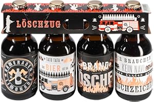 JACK'S Bier Männer / 4er Träger Feuerwehr "Löschzug" / Witzige Sprüche/Kupferveredelung/Partygeschenk/Brandlöscher/NEU