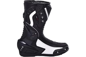 BOHMBERG Botas de moto para hombre, deportivas, de piel, estables,protectores reforzados integrados, con protección en los tobillos, ergonómicas, botas moteras, biker, motorista - 41