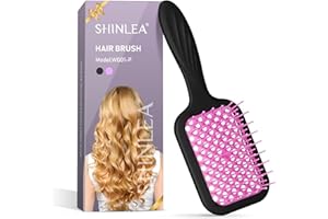 Hair Brush, SHINLEA Detangling Hair Brush for Curly Hair, Speed Dry Vented Paddle Brush for Wet Dry Hair, Reduces Breakage, Eliminates Knots, Extension Brush for Women, Men, Kid (Black Pink)