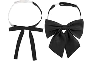 HJZHII 2 Stück Fliege für Frauen, Bluse Mit Schleife Vorgebundene Verstellbare Fliege Für Damen Einheitliche Einfarbige Schwarze Fliegen Für Kostümuniform Cosplay Shirt