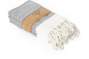 SMYRNA TURKISH COTTON Smyrna Original Turkish Cloth Napkins Set of 6 | 100% Cotton, 45 x 45 cm | Decorative Boho Table Napkins for Dining Table | Versatile Farmhouse Cloth Napkin for Dinner, Wedding and Parties (Gray)