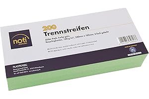 ‎PLASTOREG 200 Trennstreifen in grün, 24 x 10,5cm, gelocht, 180g/m² recycelter Karton, zum Sortieren von Dokumenten, bedruckbar