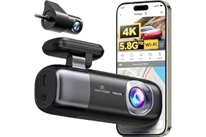 REDTIGER Dash Cam 4K fram och bak 1080P, 5,8 GHz WiFi GPS bilkamera, dubbel instrumentkamera för bilar, loop-inspelning, natt