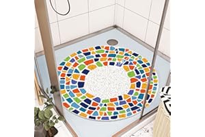 MACUNIN Sicherheits Duschmatte rutschfest, 60 * 60cm, Weich Komfort Badewannenmatten mit Ablauflöchern, PVC-Luffa- Duschmatten für Nassbereiche, Schnell trocknend (Runden-2)