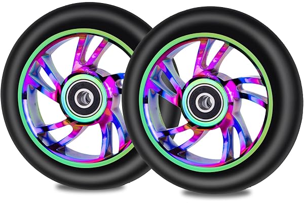 NONMON 2Pcs Roues de Trottinette 88A avec Installé Roulements, Scooter Replacement PU Wheels et Bearings 608 RS ABEC 9, Paire de Roue pour Trottinette Freestyle Classique Pro Stunt Scooter