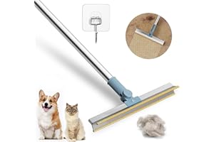 CHARFIA Lint Remover Carpet Scraper Tool, 30cm Wide Long Handle Carpet Rake, 180° Rotatable Carpet Hair Remover Tool Pet Hair Remover, Cat Dog Hair Remover for Carpet Lint Remover Tool Brush Broom