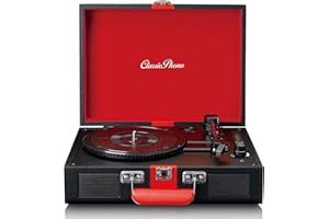 Lenco 810095 giradischi classic phono by tt-110 - giradischi - 33, 45 e 78 giri/min - bluetooth - trasmissione a cinghia - 2 altoparlanti - ingresso aux-in, uscita rca, 3,5 mm - nero/rosso