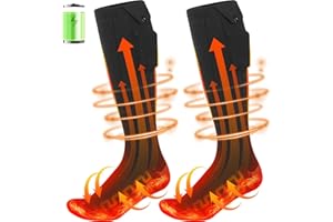 2023 Calze Riscaldate a Batteria Ferdiiz, 2 x 5000mAh/5V Max. 12 Ore Inverno Ricaricabili Calzini USB Riscaldati Scaldapiedi Elettrico Calze al ginocchio con 4 Temperature per l'intero Plantare