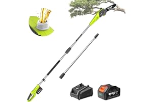 Supstable 10-inch Cordless Pole Saw: Electric Pole Chainsaw with 4000mAh Battery and Telescopic Long Reach up to 2.9m (9.5ft) for Cutting Trees, Branches and Wood in Garden Care & Maintenance