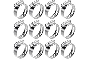 WELHAEPI 12 Pièces Collier de Serrage Tuyau Réglable 21-38mm, Tuyau Clips a Vis 304 Acier Inoxydable Métallique pour Tuyau d'eau, Réservoir de gaz, Tube Automobiles