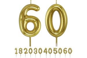 ‎HPNPARTY Geburtstagskerzen 60 zahlen geburtstagskerzen Tortendeko, 3D Diamant Form Kuchen Kerzen Zahl Glitzer Kuchen Topper Dekoration