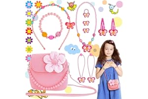 lankai 8 Pièces Filles Princesse Sacs à Main Bijoux, Filles Sac à Main Enfants Collier Bracelet, Mignon Sac A Main Fille Bijoux Set, Sac A Main Bijoux Enfant Fille, Pour Anniversaires, SoiréEs à ThèMe