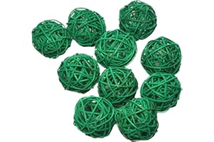 OUGUAL 10 Stück Natur Wicker Rattan Kugeln Tischschmuck Hochzeit Party zum Aufhängen Wobble Ball Weihnachten Deko 4cm Gras-Grün