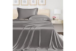 LINENWALAS Bettlaken für kleines Doppelbett, 100 % Tencel, weiche Seide, kühlendes Oberlaken, Lyocell-Bettwäsche, perfekt für Haar und Haut, 533 x 64 cm (Hellgrau, kleines Doppelbett)
