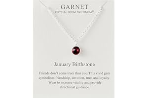 Philip Jones January (Garnet) Birthstone Necklace Created with Zircondia® Crystals