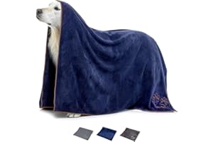 Lucky Paws® Hundehandtuch - 140x100cm Riesengröße Hundehandtuch extra saugfähig luxuriös weiches Hunde Handtuch Hundebesitzer & Hunde Zubehör (1er-Pack Riesengröße, Marine)