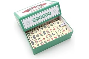 WPPQWP Mini Jeu de Mahjong Chinois, Mahjong avec 144 tuiles, Jeu de société, Convient aux Jeunes et aux Moins Jeunes, Idéal pour Les familles, Les Voyages, Les fêtes