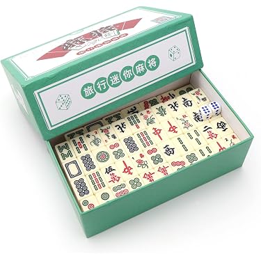 POXZSFX Mini Mahjong, Jeu de Mahjong Chinois, Format Voyage, Jeu de tuiles Classique Portable, 144 tuiles, pour Les Enfants et Les Adultes. Jouez en Famille Entre, Bleu, 26 x 18 x 12