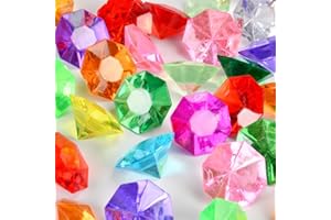 Babenest Acrylic Diamond Fake Gems Vase Filler, 36 pcs 32 mm Faux Diamonds Crystals Jewels for Table Scatters Wedding Party Event Arts & Crafts Birthday Decoration Favor (Multicolor)