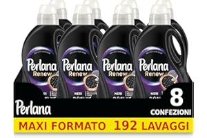 Perlana Renew Lana Nero, detersivo lavatrice per capi neri e scuri, rinnova e protegge l'intensità del colore, confezione singola da 24 lavaggi