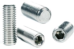 SCREWS CITY M10 (10mm x 12mm) Grub Screws Flat Point Carbon Steel Set Screw Metric Thread Allen Socket Key ISO 4026 (Pack of 20) B05BC