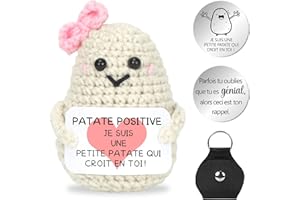 SPRINLOT Pomme de Terre Positive, Patate Positive en français, Beige Poupées de Pomme Terre avec Carte Positive, Mini Motivantes Tricotée Pomme de Terre, Rigolo Cadeaux pour Homme Femme Enfant Couple Collegue