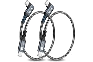GIANAC Kabel USB C na USB C, 0.3 m/2 opakowanie, 60 W, USB C, 90 stopni, PD, szybkie ładowanie, kabel do ładowania, USB C, kompatybilny z Samsung S23, S22, S21, S10, A13, A53, MacBook Air M2, iPad Pro 12, iPad