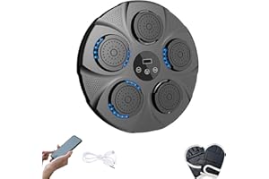 VICYOL S&D Máquina de Entrenamiento de Boxeo Musical. Equipo de Boxeo para Pared con LED, Guantes de Boxeo, Bluetooth y Luces al Ritmo de la Música. Maquina de Boxeo para Niños/Adultos. (9 modos, 40x40x4 cm)