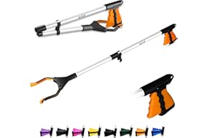 HATAF 32inches/81cm Litter Pickers for Adults, Grabber Stick, Helping Hand Grabbers for Disabled, Foldable Disability aids Rotating Head 360 Degree Reacher Mobility aids & Disabled aids (32" Orange)
