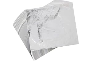 HILEYU 100 Hojas Gold Leaf de Plata 16 por 16 cm para Artesanía de Dorado, Proyectos de Artes, Decoración de Muebles - Pan de Oro de Imitación