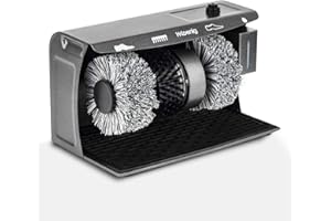 H.Koenig U600 Cireuse à chaussures électrique, Lustreuse, Polisseuse Pro avec distributeur de cire liquide et 2 brosses polisseuses poil souple et 1 brosse de nettoyage poil dur, repose pieds, 120W