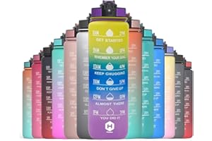 HOMEEX 1 Litre Water Bottle Motivational Fitness Sport Water Bottles with Straw & Time Maker, BPA-free Plastic Drink Bottle 1l Design for,Gym (Blue & nPink)