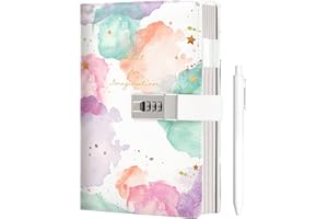 ‎CAGIE CAGIE Tagebuch Mädchen mit Schloss Geschenk für 8 9 10 11 12 Jahre Girls Diary Tagebücher mit Zahlenschloss Leder Journal Geheimes Journal Notizbuch für Erwachsener