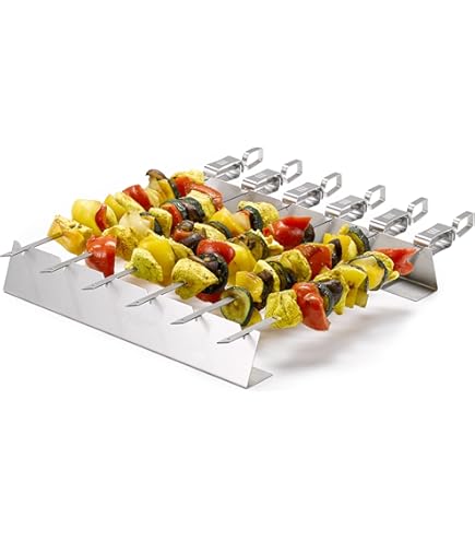 Grillspiesen, 1,5 mm breed, sjasliek, schampura van roestvrij staal, grillspies, vleessspiesen, kebab, grillaccessoires voor mangal grillbestek (10 stuks, 40 cm Grillspiesen, 1,5 mm breed, sjasliek, schampura van roestvrij staal, grillspies, vleessspiesen, kebab, grillaccessoires voor mangal grillbestek (10 stuks, 40 cm