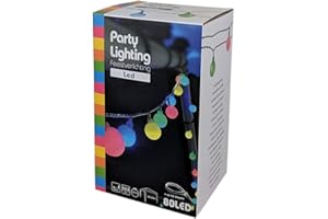 DSZAPACI Party Lichterkette bunt 20m mit 80 LED Kugel Strombetrieben RGB IP44 für Balkon, Terrasse, Biergarten oder Party-Keller (80LED)