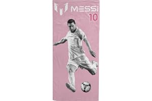 Jay Franco Messi fotboll strandhandduk, 100 % bomull - 71 x 147 cm, supermjuk badhandduk för barn, pool och resor, officiell
