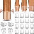BALEINE 16 Pack Silicone Chair Leg Floor Protectors, Stool Leg Protectors Cap, Non-Slip Chair Leg Caps for Hardwood Floors (Clear & Small, 16 Pack)