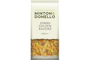 Minton & Donello - Jumbo Golden Raisins, 500g - Suitable for Vegans and Vegetarians - Non-GMO, Cholesterol Free, and Fat Free - High in Antioxidants and Fibre